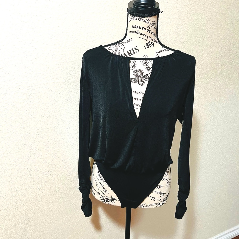 Free People Black Thong Bodysuit Size XS NWT